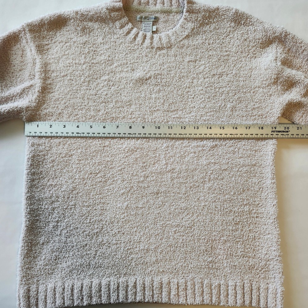Carbon 2 Cobalt Womens Small Oatmeal Beige Boucle Knit Sweater and Jogger Set - Picture 8 of 10